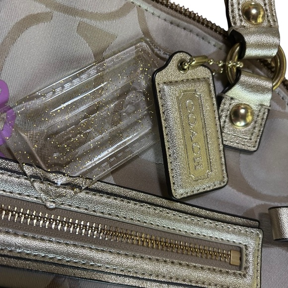 EUC Coach Poppy Gold and Floral Women's Covertible Shoulder or Crossbody F22323 - Picture 7 of 10